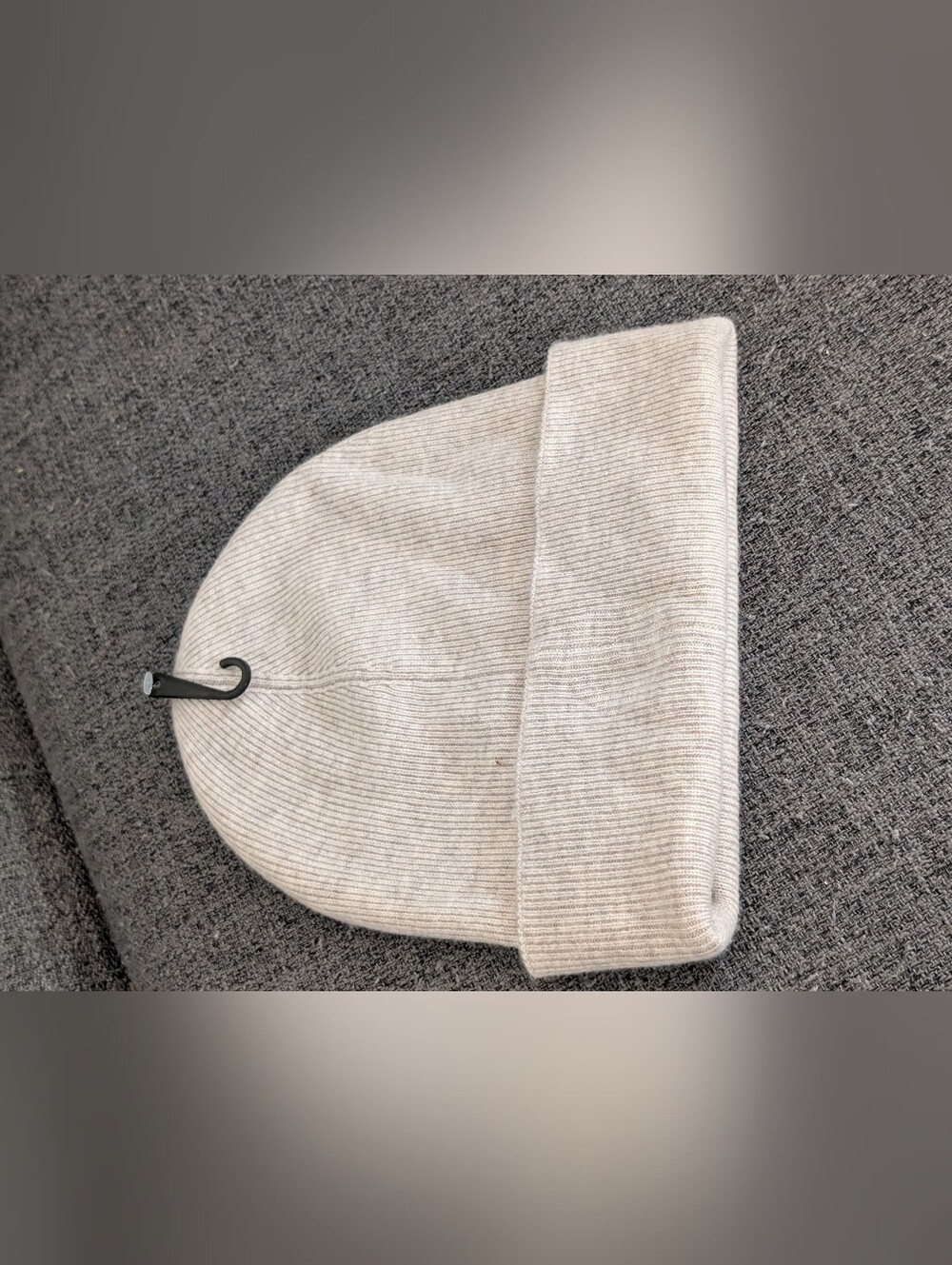 VINCE Fine Rib Double Layer Cuff Knit Hat In Neutral - Picture 7 of 7